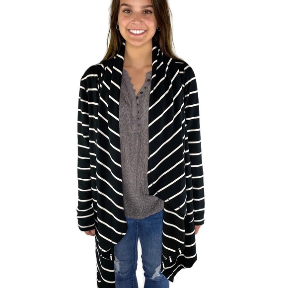 Ralph Lauren Sweaters - Ralph Lauren Oversized Black & Wht Open Cardigan